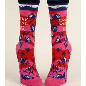 Blue Q women’s cotton crew socks - Dear Wine Yes!
